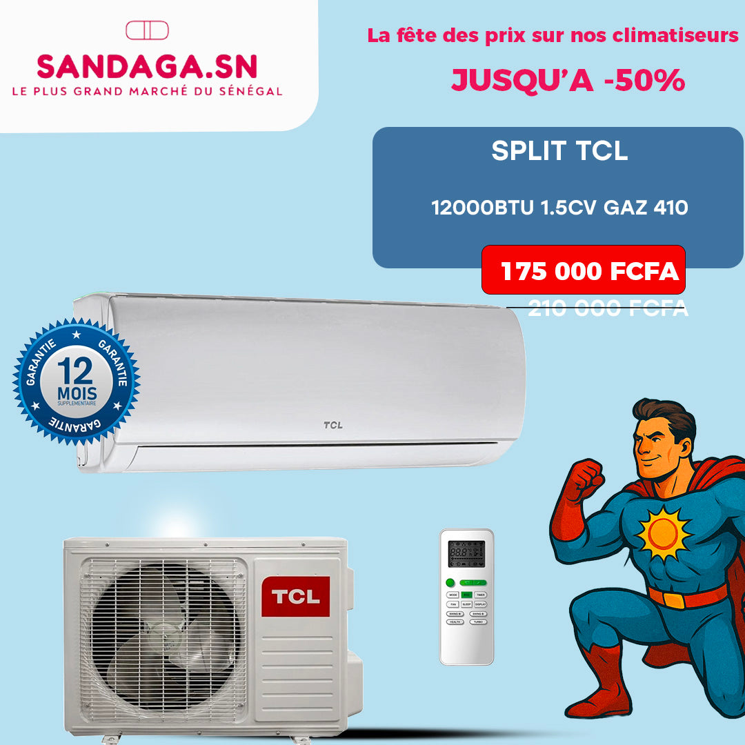 SPLIT TCL 12000BTU 1.5CV GAZ 410