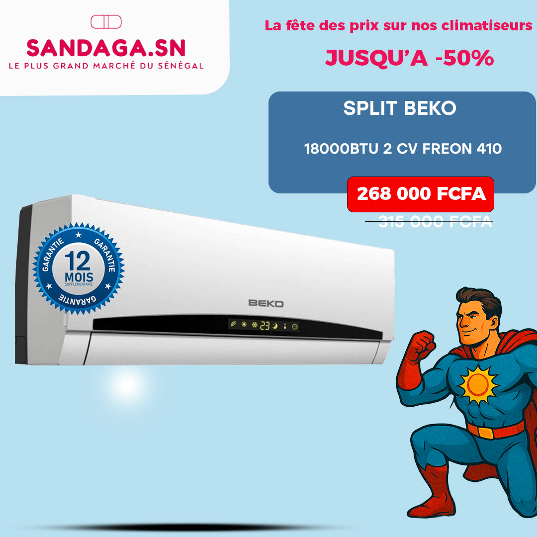 SPLIT BEKO 18000BTU 2 CV FREON 410