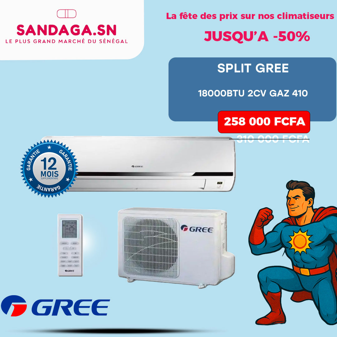SPLIT GREE 18000BTU 2CV GAZ 410